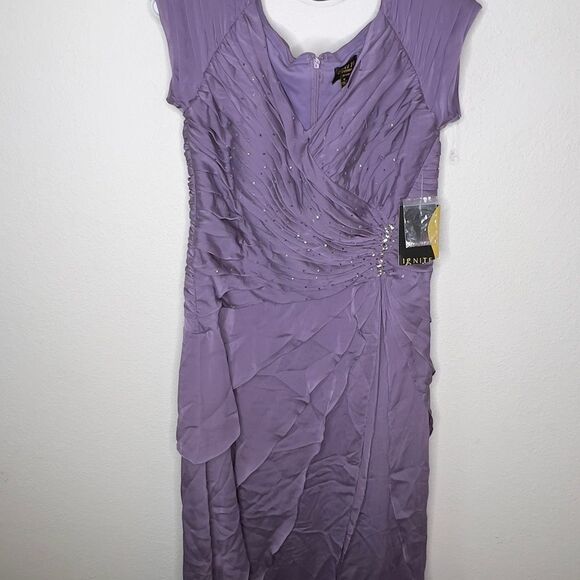 Ignite Evenings by Carol Lin Rouched Beaded Tier Dress nwt - Picture 2 of 10